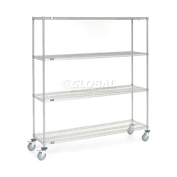 Nexel 4 Shelf Truck, Chrome, 72inW x 18inD x 80inH, Polyurethane Swivel Casters 168225 - main